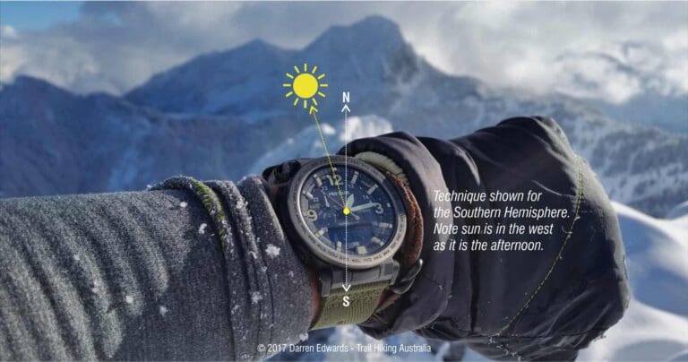 Navigation by the sun diagram watch method