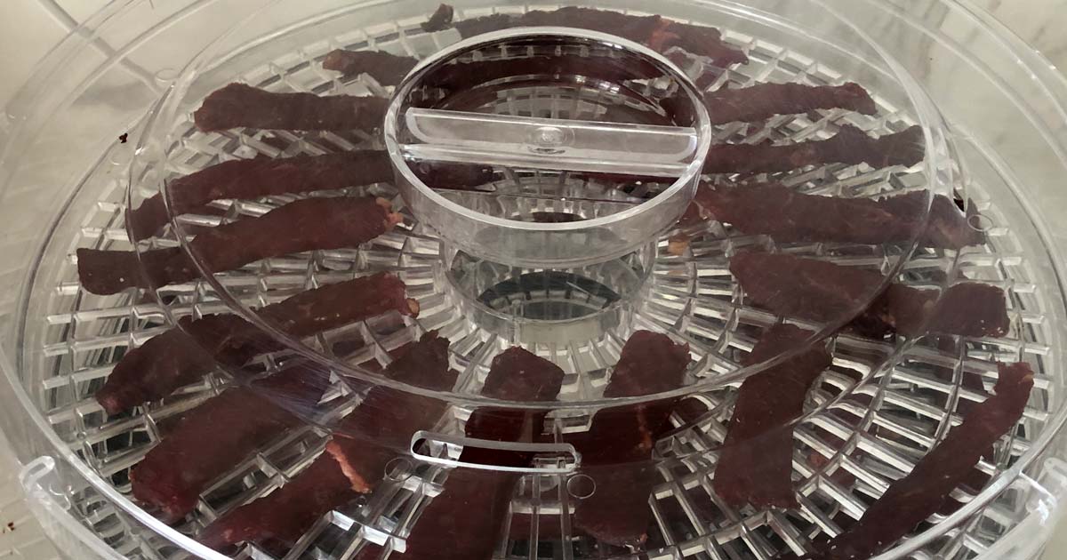 Beef jerky in dehydrator