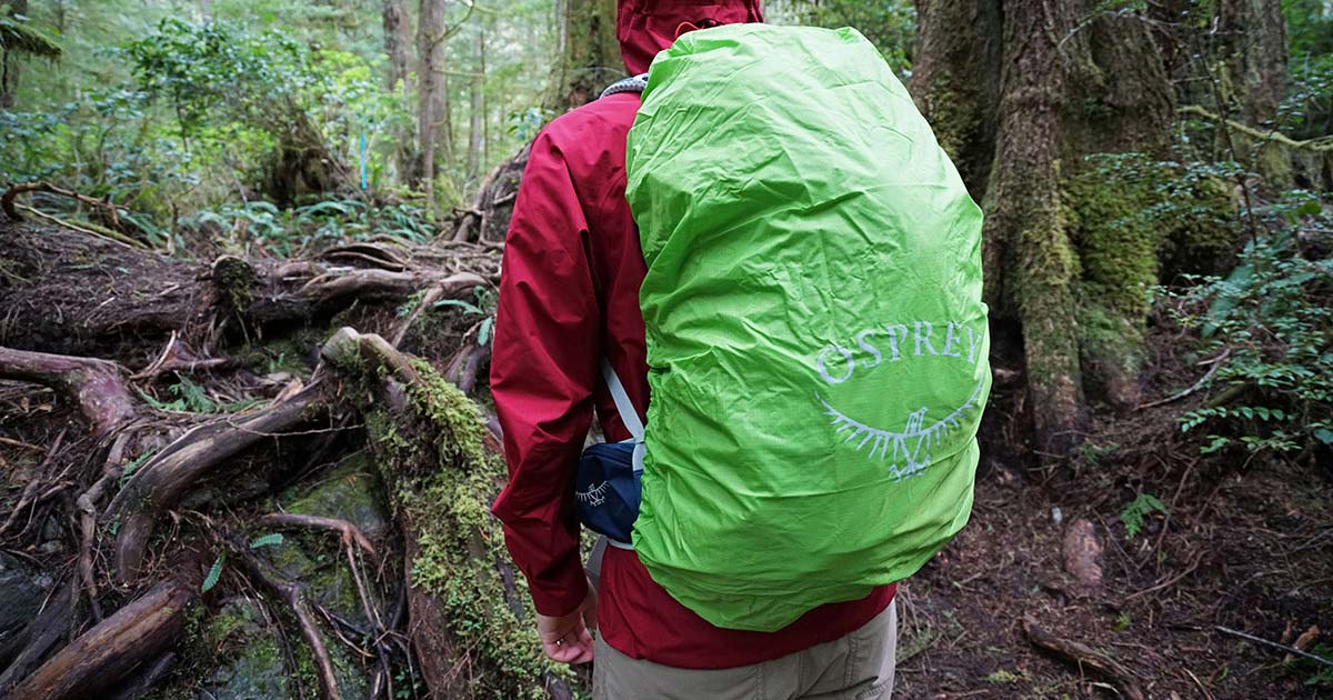 Signalling for Help When Lost or Injured on a Hike Bright pack cover used for visibility