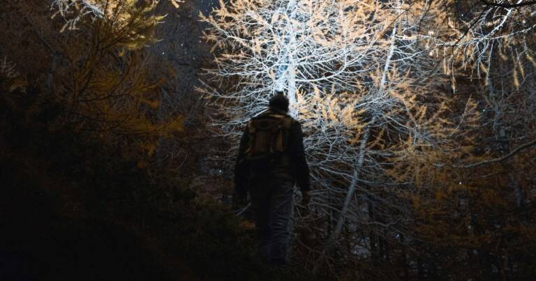 Hiking with a torch