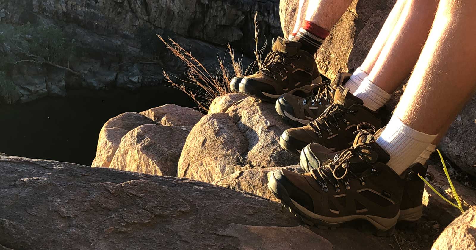 Taking a break on the rocks after a solid day on the trail.