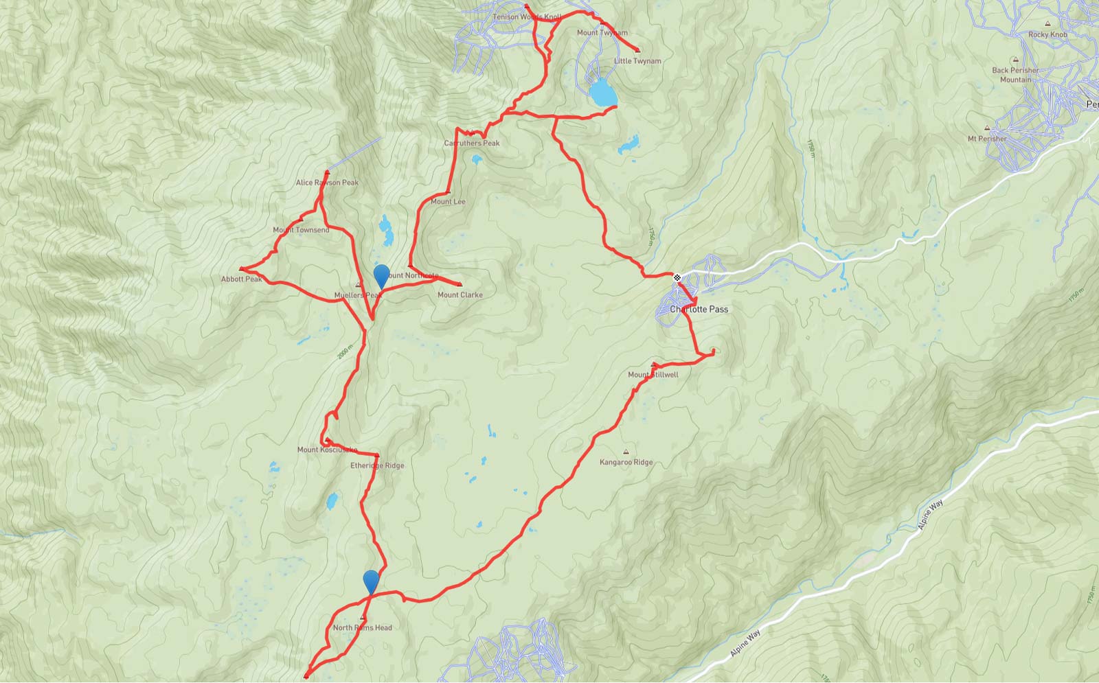 Australias 16 highest peaks map
