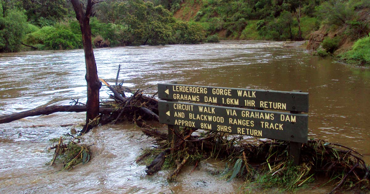 Hiking after heavy rain: Hazards to be aware of Lerderderg river in flood