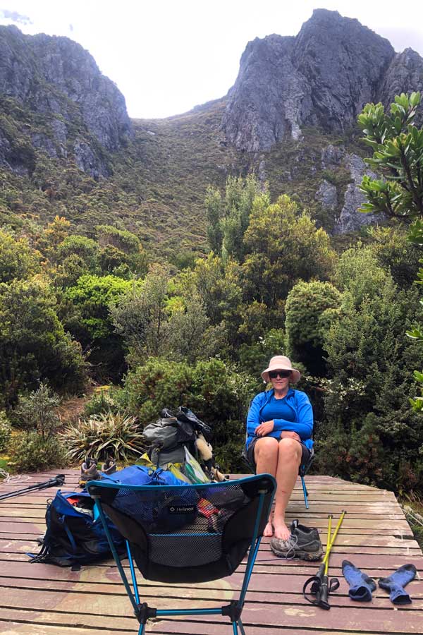Sitting-at-the-Campground Image of julie sitting at the lake cygnus campground