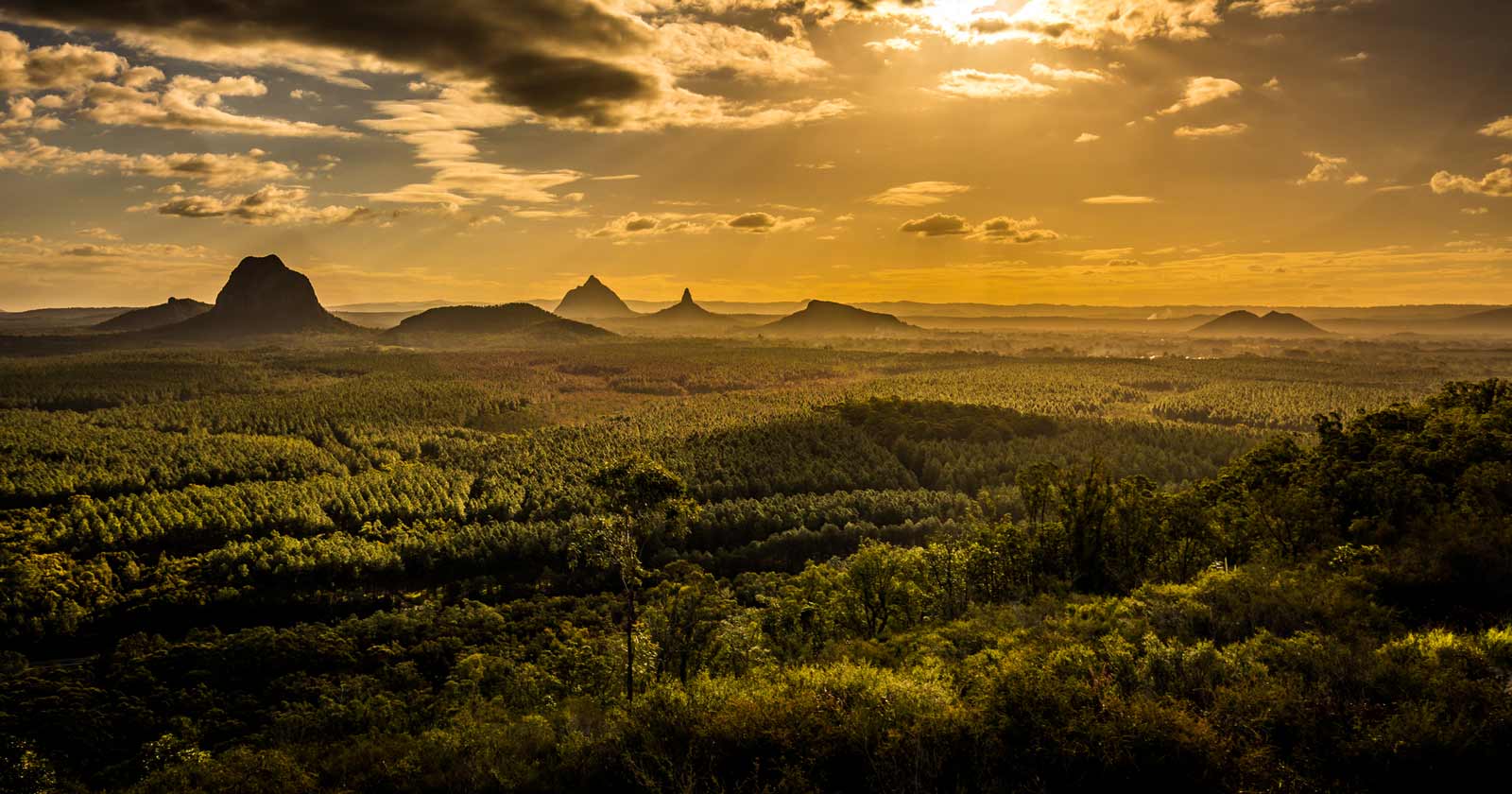 Panoramic view of glass house mountains