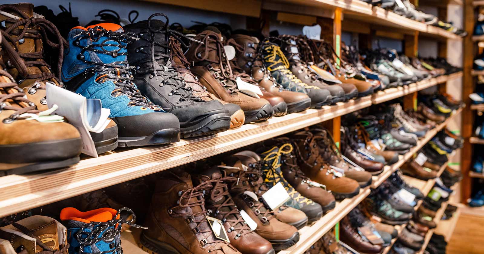 Image of hiking boots on shelf