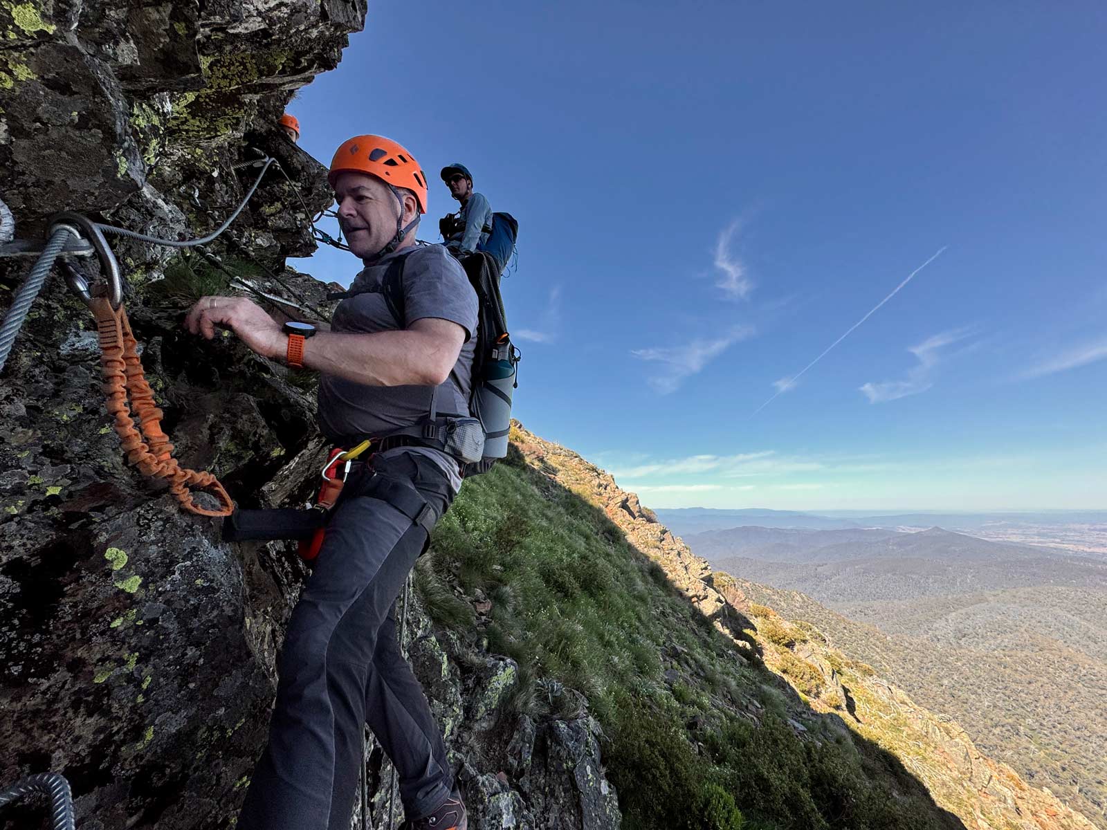 Careful moves above the alpine valleys