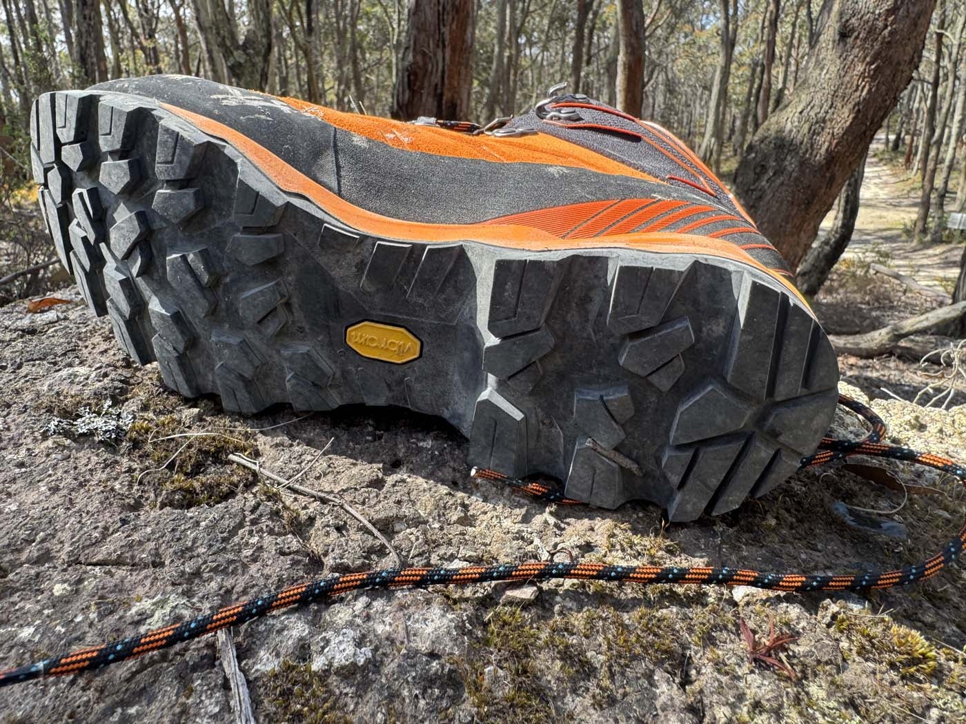 SCARPA Ribelle TRK GTX Hiking Boots Review Aggressive vibram tread providing strong grip on mixed terrain.