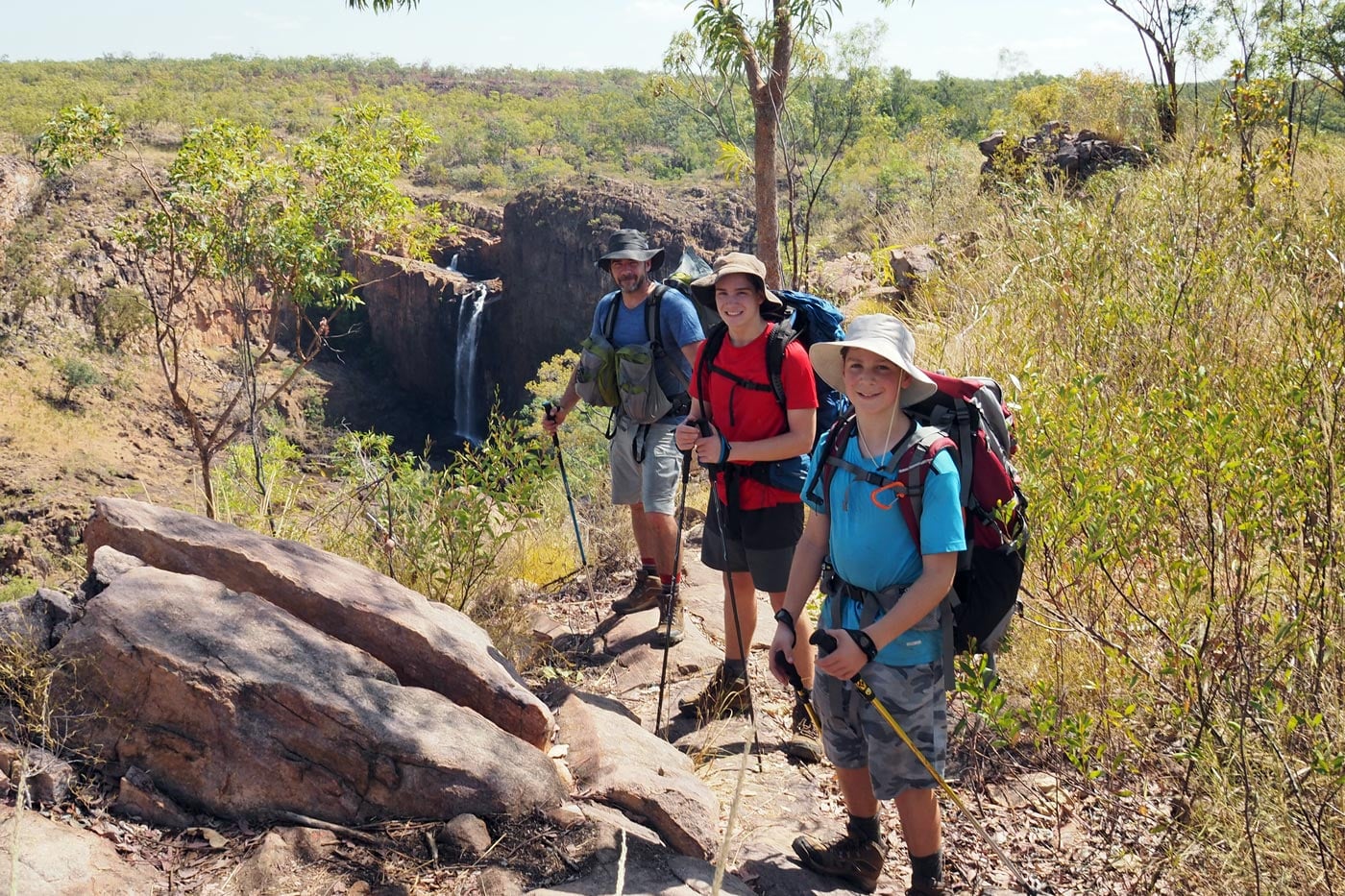 Darren edwards hiking with his sons on the jatbula trail in the northern territory